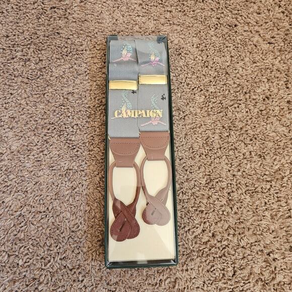 Vtg New Campaign Nordstrom Suspenders Old Stock Gray Mermaid Retro Unisex NIB - Picture 1 of 9